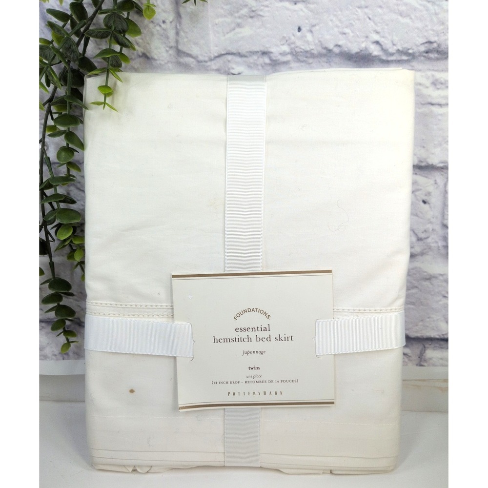 NEW😍Pottery Barn Foundations Essentials Twin Hemstitch Bed Skirt *READ* 14"Drop